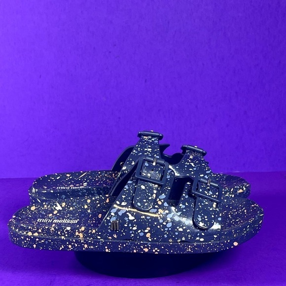 Mini Melissa Wide II ING Blue Quantile Buckled Slide Sandals Youth Size 4-NEW - Picture 1 of 8
